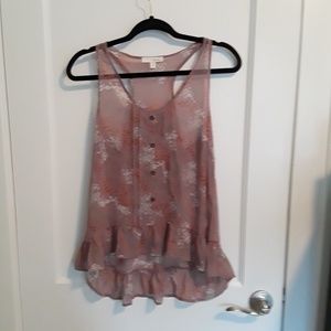 EUC Lush Sheer Button Down Floral Tank Size L